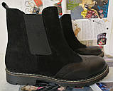 Стильні жіночі черевики челсі оксфорд замша шкіра чорні взуття 37 розм демісезонні, фото 9