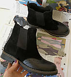Стильні жіночі черевики челсі оксфорд замша шкіра чорні взуття 36  38  демісезонні, фото 5