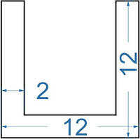 Швеллер алюминиевый 12x12x2 АД31 Т5