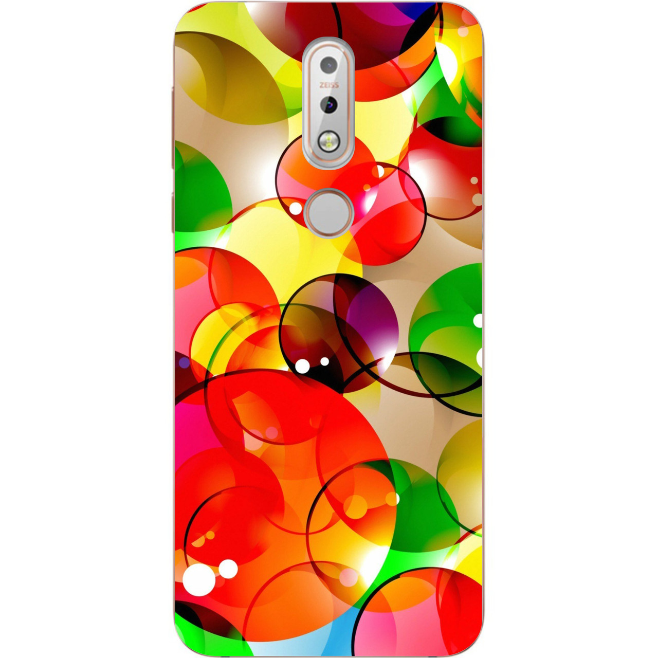 Силіконовий чохол бампер для Nokia 7.1 з картинкою Яскраві кола, фото 1