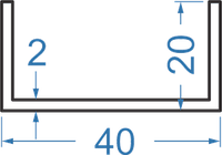 Швеллер алюминиевый 40x20x2 АД31 Т5
