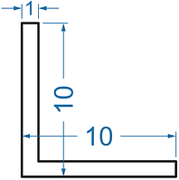 Алюминиевый уголок равносторонний 10x10x1