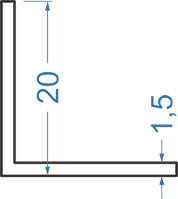 Алюминиевый уголок равносторонний 20x20x1,5