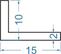 Алюминиевый уголок разносторонний 15x10x2