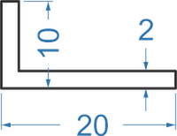 Алюминиевый уголок разносторонний 20x10x2