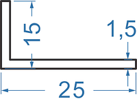 Алюминиевый уголок разносторонний 25x15x1,5