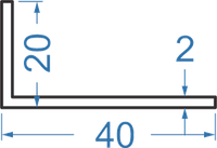 Алюминиевый уголок разносторонний 40x20x2