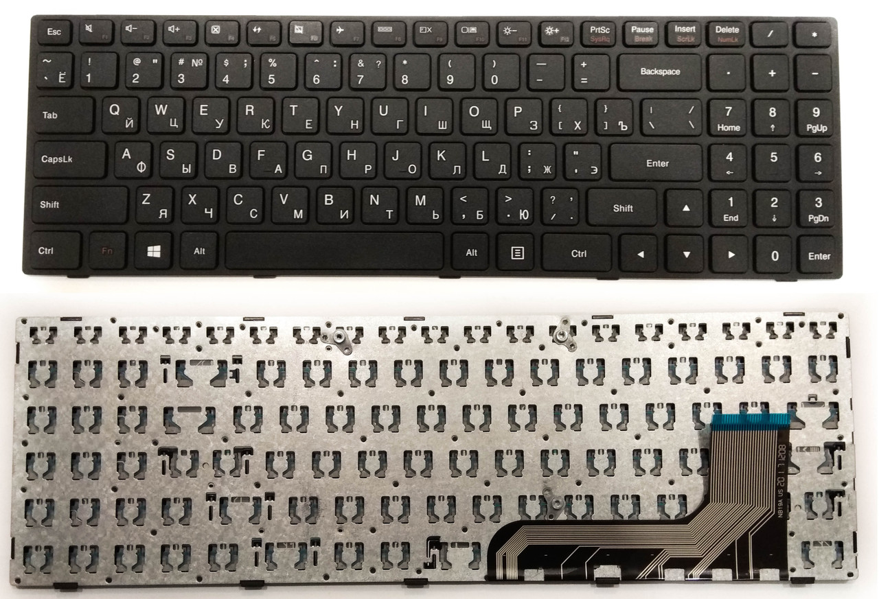 Клавіатура для ноутбука Lenovo IdeaPad 100-15iby RU чорна (шлейф праворуч) БВ