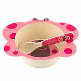 Набір дитячої бамбуковій посуду Stenson MH-2771-2 метелик, 5 предметів, фото 4