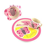 Набір дитячої бамбуковій посуду Stenson MH-2771-2 метелик, 5 предметів, фото 2