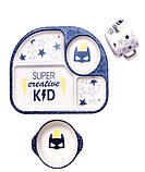 Набір дитячої бамбуковій посуду Stenson MH-2773-1 бетмен, 5 предметів, фото 2