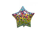 Фольгированный шар звезда "Цветное конфетти" 18` , на прозрачном