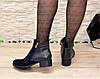 Черевики жіночі класичні синього кольору, натуральна шкіра і замш, фото 2