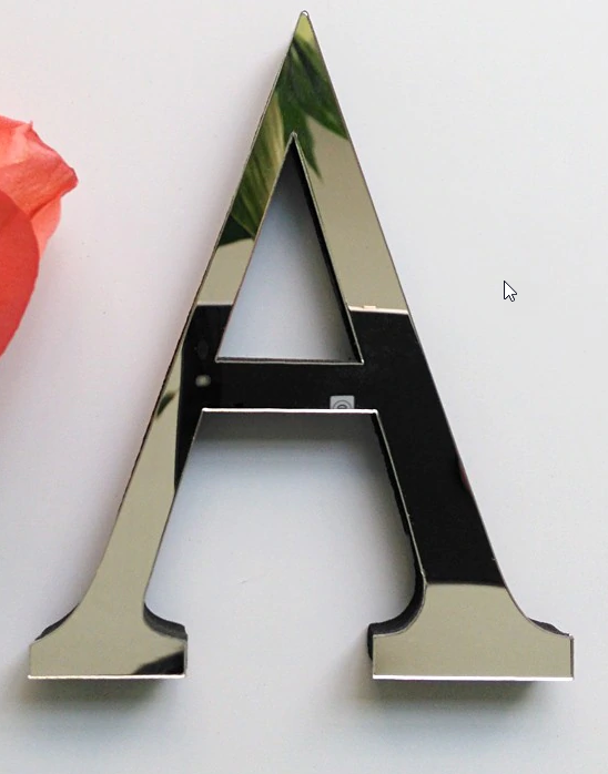 3D Дзеркальна срібна літера А наклейка 20 см висоти