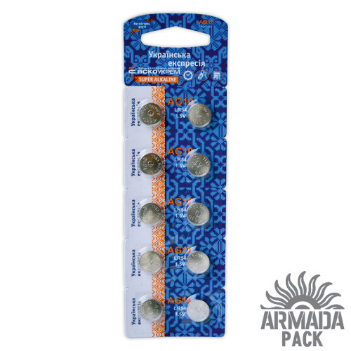 Батарейки Аско Укріємо AG10 LR54 (10 шт.)