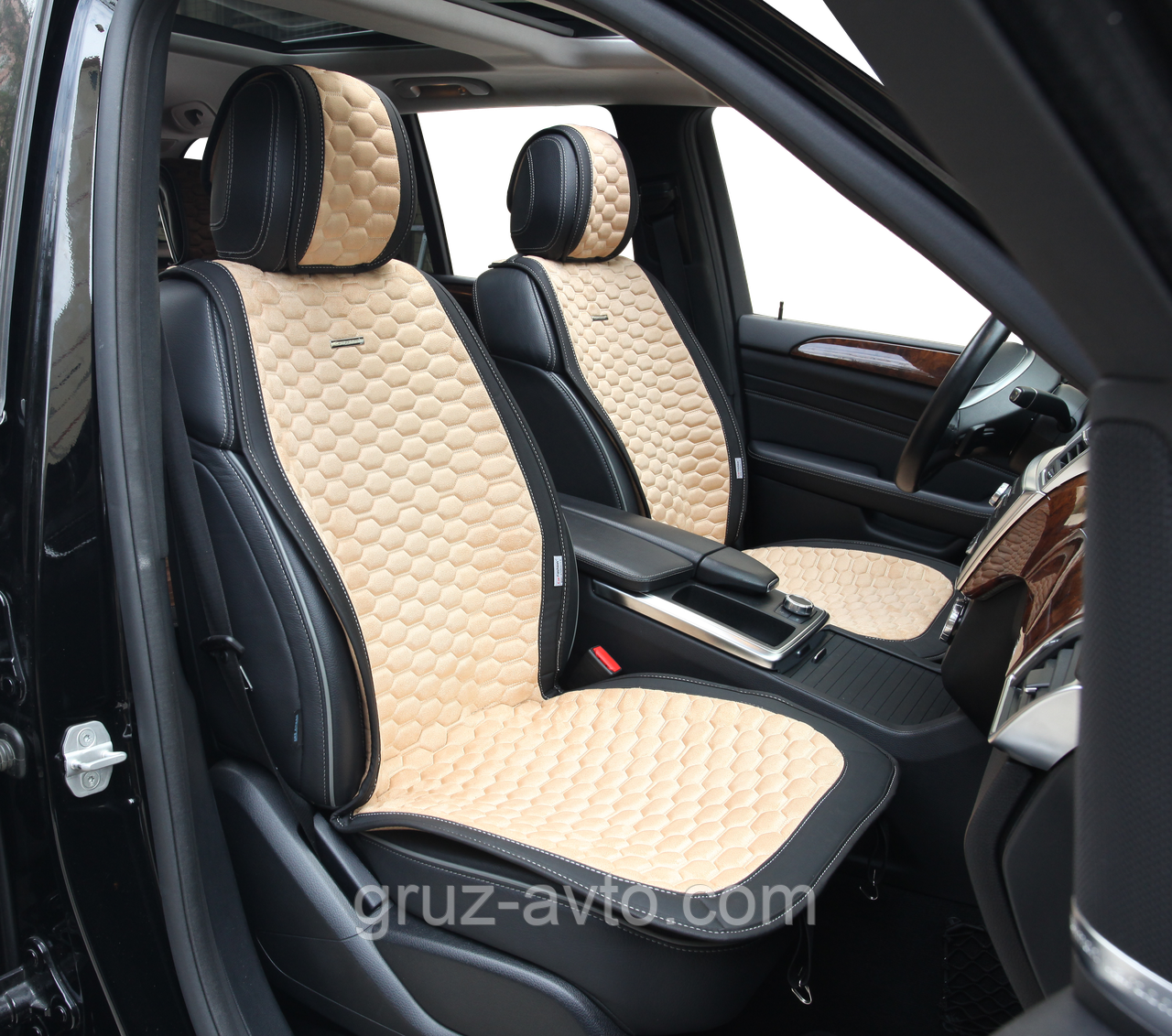 Накидки на сидіння CarFashion Moдель: CAPRI чорний, бежевий, бежевий (21860), фото 1