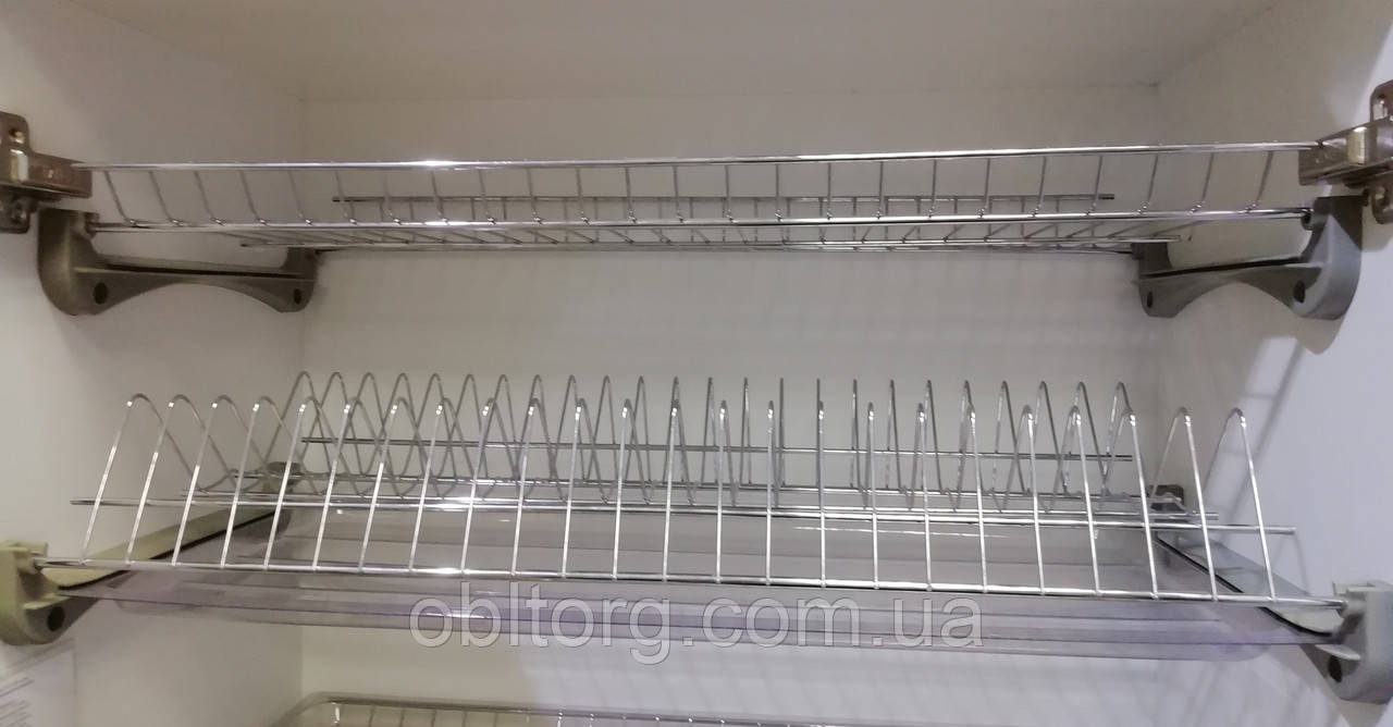 Сушка для посуду фасад 800мм Т1 GIFF Хром, (2 полиці, 2 піддона, 4 кріплення), фото 1