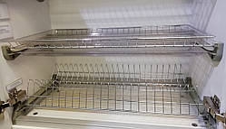 Сушка для посуду фасад 500мм Т4 GIFF Нержавіюча сталь з алюмінієвою рамкою (2 полиці, 2 піддона, 4 кріплення)