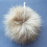 Хутряний бубон (помпон) з натурального хутра кролика.Квіт бежевий.Розмір 6-8 см, фото 3