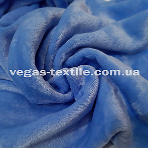 Тканина Махра Велсофт двостороння полірована Блакитна ширина 1.8 м