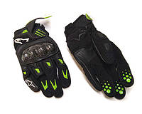Мотоперчатки кожаные черно-зеленые Alpinestars M10 AC Glove, M
