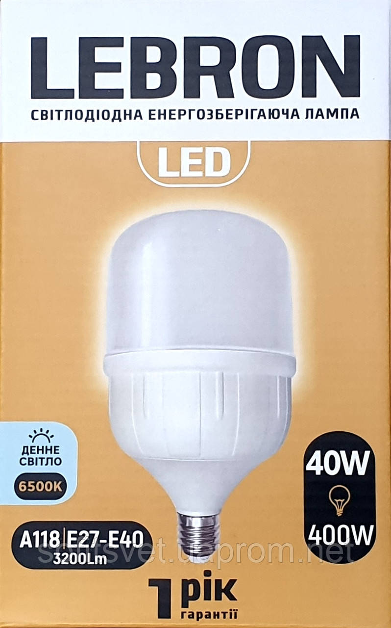 Лампа светодиодная LED Lebron L-A100 40W E27 6500K 220V 3200Lm 11-18-22-1 - фото 1 - id-p1055933755