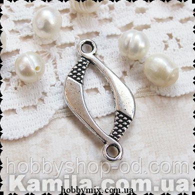 Конектор "бумеранг" срібло (2,5х1,3 см) 10 шт. в уп., фото 1