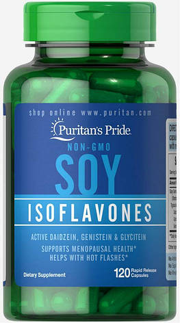 Фітоестрогени під час менопаузи Puritan's Pride Non-GMO Soy Isoflavones 750 mg 120 caps, фото 1