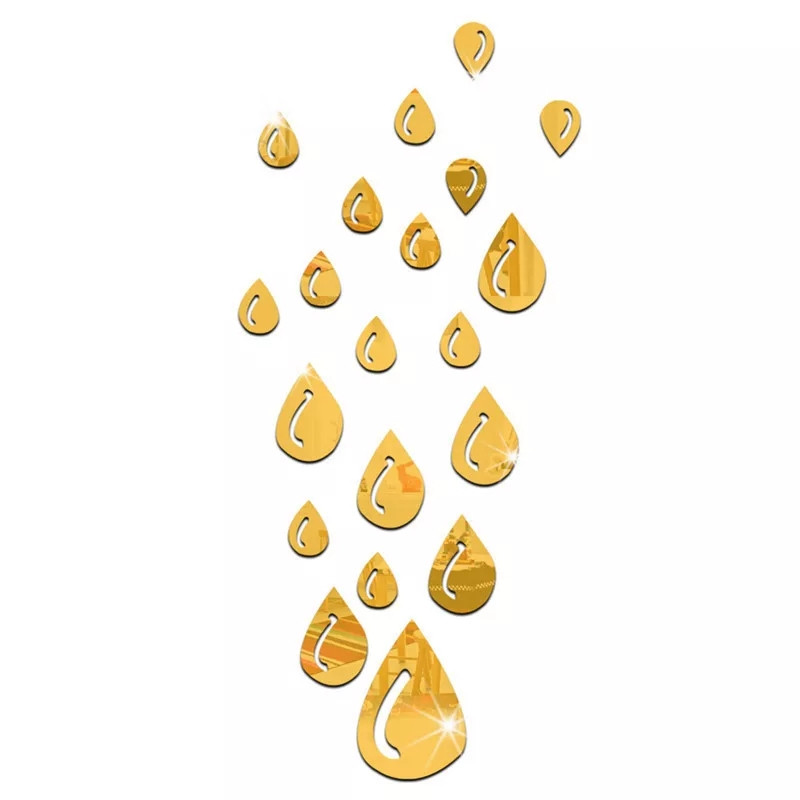 Дзеркальні наклейки акрилові "краплі дощу" колір золото , 20 штук набір