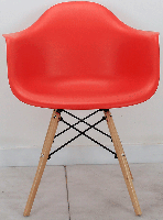 Дизайнерське крісло Leon червоне 05, дерев'яні букові ніжки DAW armchair Charles Eames, у стилі лофт, фото 3