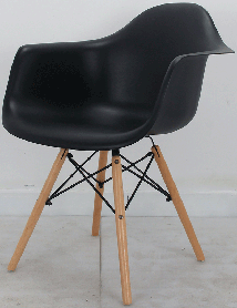 Крісло Leon чорне 04 на букових ніжках Eames, в стилі лофт