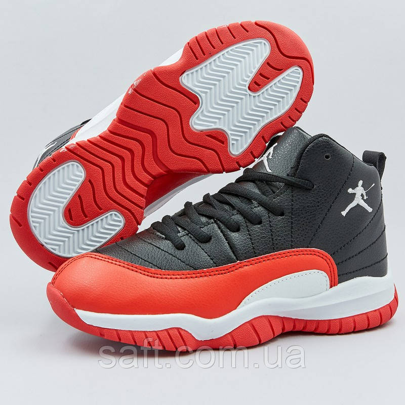Кроссовки баскетбольные детские Jordan размер 31-35 BLACK/RED черный-красный - фото 1 - id-p1056038097
