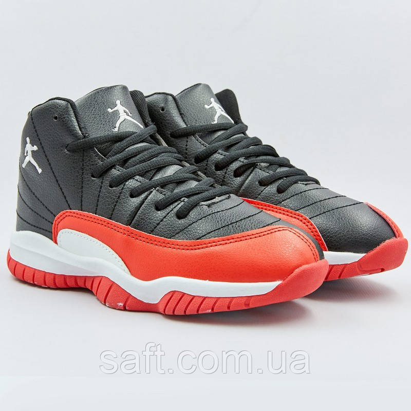 Кроссовки баскетбольные детские Jordan размер 31-35 BLACK/RED черный-красный - фото 2 - id-p1056038097