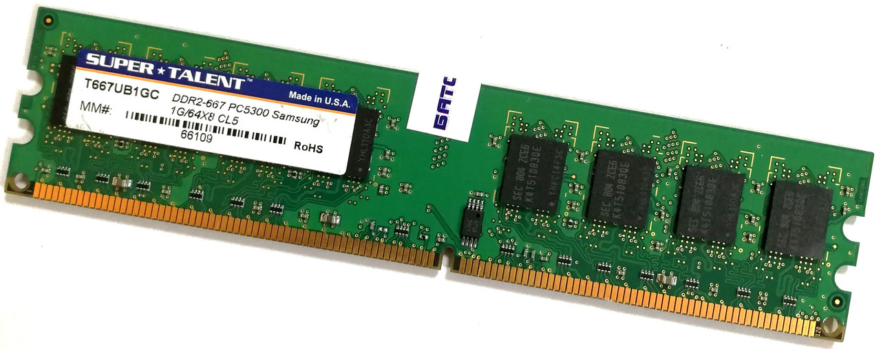 Оперативная память Super Talent MIX DDR2 1Gb 667MHz PC2 5300U 1R8/2R8 CL5 Б/У