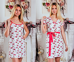 Набір жіночий сорочка і халат, бавовна, виробництво Україна