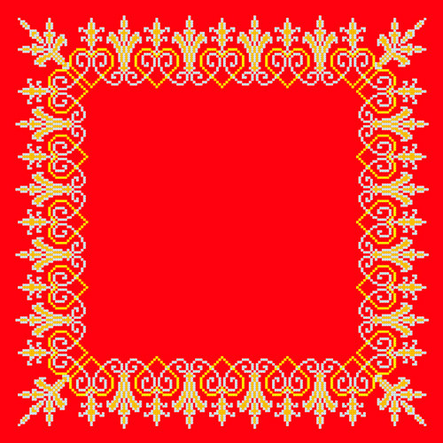 СТН-005. Серветка для вишивки бісером Золоті візерунки (червоний фон)