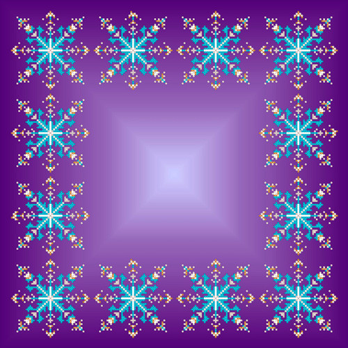 СТН-002. Серветка для вишивки бісером Сніжинки (синій фон), фото 1