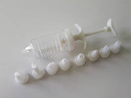 Кондитерський шприц із насадками для крему 8 штук пластикових Шприц кондитера пластиковий L 15 cm