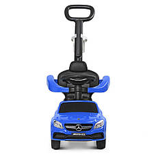 Каталка - толокар з батьківською ручкою Mercedes-Benz (СИНЯ) 639-4, фото 2