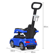 Каталка - толокар з батьківською ручкою Mercedes-Benz (СИНЯ) 639-4, фото 5