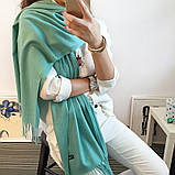 Дефект. Жіночий шарф палантин довгий кашеміровий, зелений, фото 2