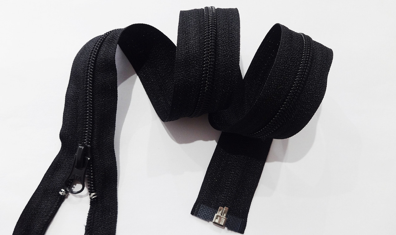 Блискавка спіральна No 5 чорна 75 см роз'ємна, фото 1