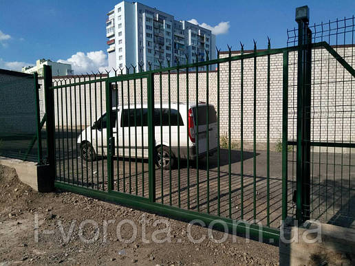 Консольні ворота з хвірткою ш4100, в 2200 (дизайн решітка), фото 1