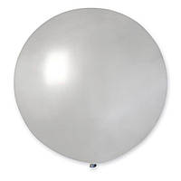Латексные шары круглые без рисунка Макси 27" (68см) металлик серебряный