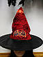 Капелюх відьми з принтом павутина червона, фото 2