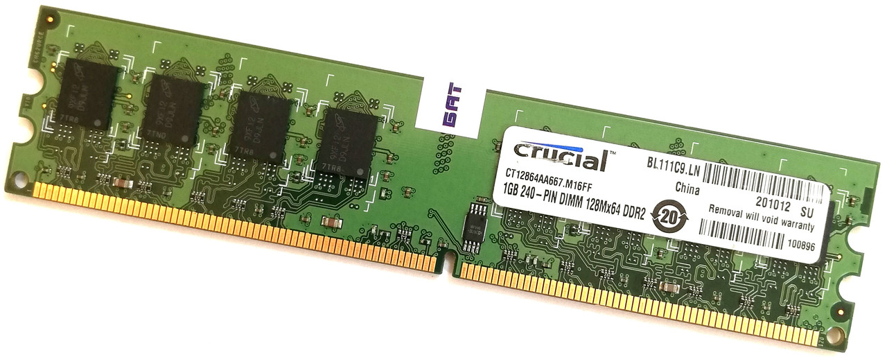 Оперативная память Crucial DDR2 1Gb 667MHz PC2 5300U 1R8/2R8 Б/У MIX