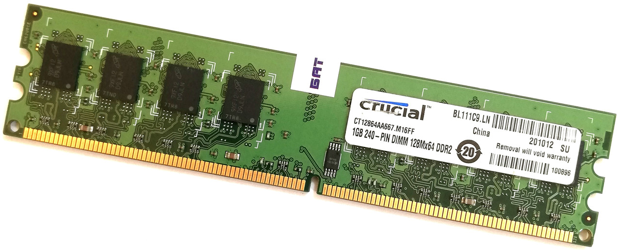 Оперативная память Crucial DDR2 1Gb 667MHz PC2 5300U 1R8/2R8 Б/У MIX, фото 1