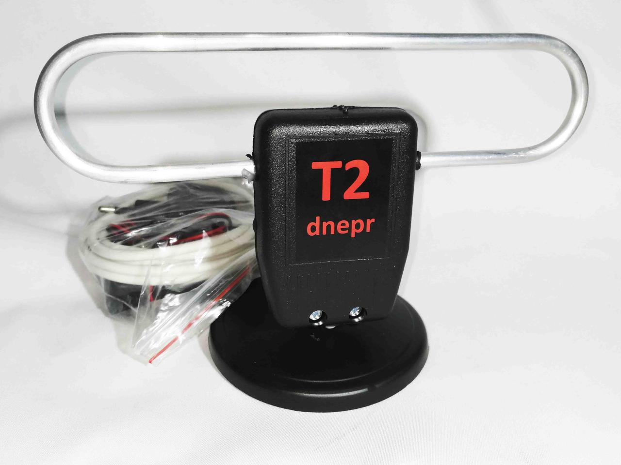 Антена кімнатна Т2 dnepr петля з підсилювачем і блоком живлення, фото 1