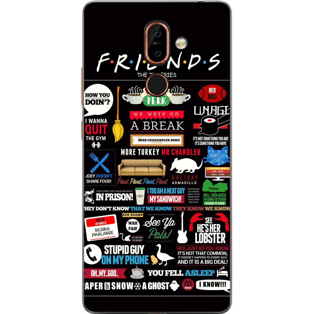 Бампер силіконовий чохол для Nokia 7 Plus з картинкою Стікери Friends, фото 1