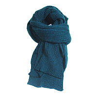 Зимний объемный теплый однотонный женский шарф синий